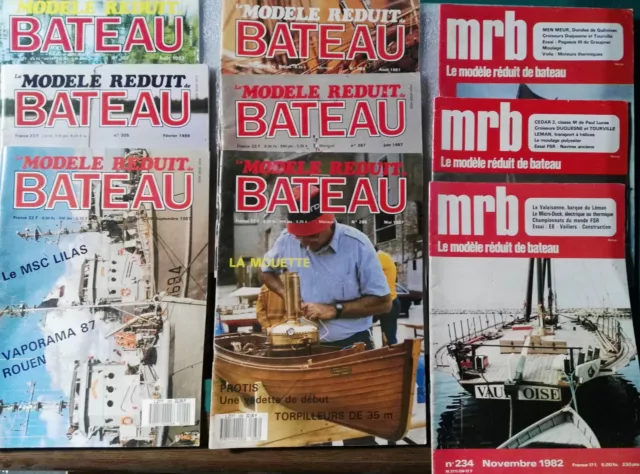 Lot 9 magazines - Le Modèle Réduit Bateau (1987/1989/1993) + MRB (1982/1983)