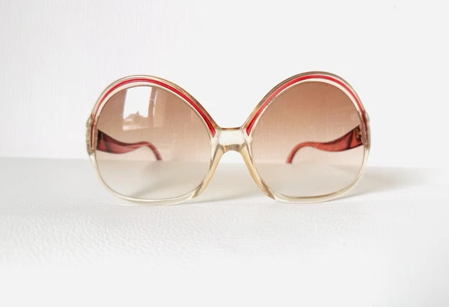 Lunettes De Soleil Vintage Oversize Années 70 - Fabriqué En France, Monture Blanche, Très Bon état