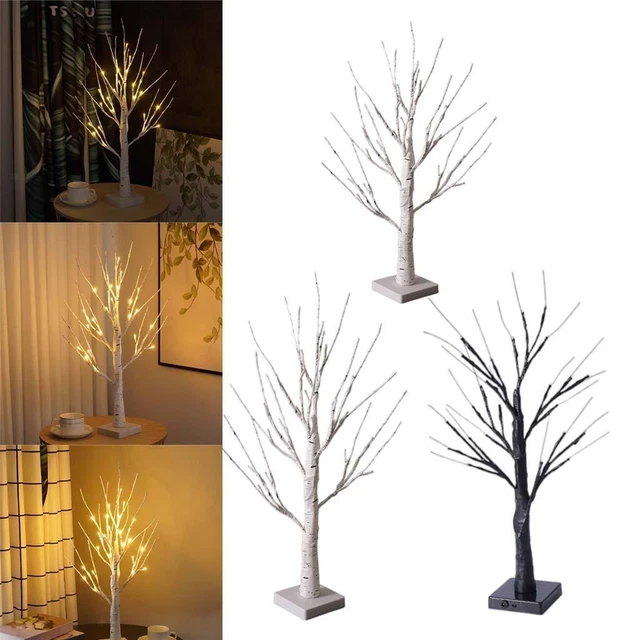 Arbre Lumineux En Bouleau Avec 144 LED Blanc Chau, Lampe à Poser Branches Réglables Décoration De Noël, Arbre Lumineux Décoration D'intérieur USB/Batterie Alimentation Pour Fête, Anniversaire, Mariage