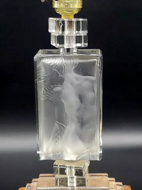 Arthur Plewa Art Deco Czech Artist Parfume Bottle Converted Boudoir Lamp Nude