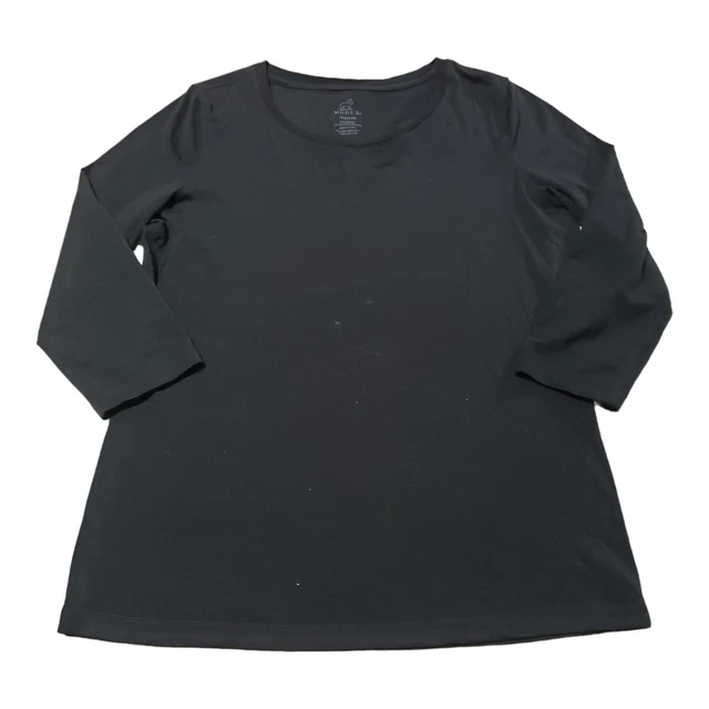 WoolX Merino Wool 3/4 Sleeve Tee Base Layer Top Womens M Black Crew Neck T Shirt