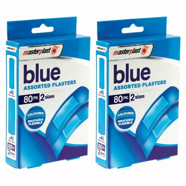 60pc Ideal Catering Blue Assorted Plasters - Flexible & Breathable - 2 Sizes