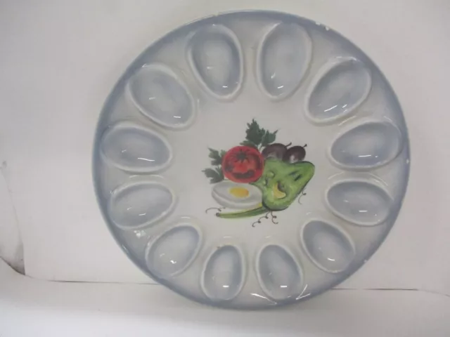 Vintage Italy Deviled Egg Plate Vegetable Design