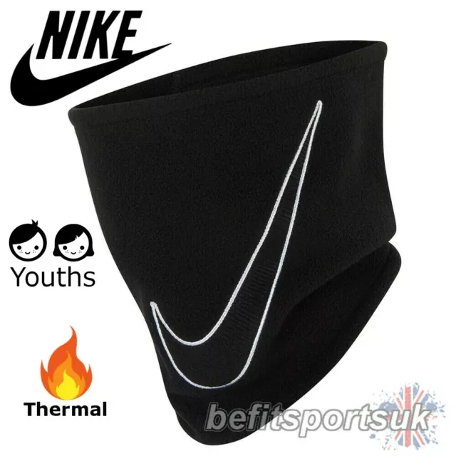 Nike Snood Neck Warmer Youths Kids Black Thermal Fleece Scarf Face