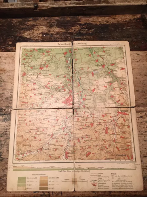 alte antike Landkarte Heimatkarte von 1912 Altenburg S.A. Alfred Tittels Verlag