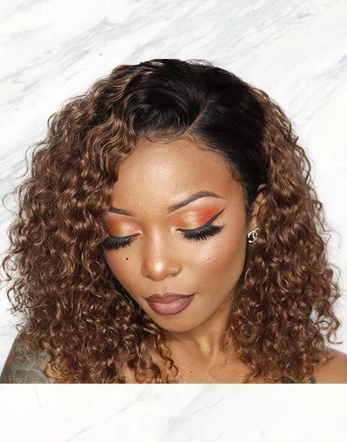 Soft Short Deep Wave Bob 100% Remy Human Hair 4x4 Lace Frontal Black Brown Wigs