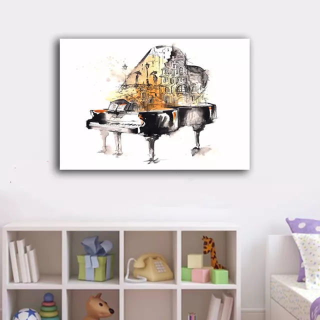 Framed Canvas Prints Stretched Abstract Piano Wall Art Home Decor Painting Gift