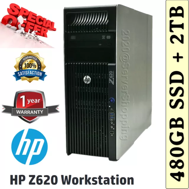PC estación de trabajo HP Z620 Xeon E5-2650 8 núcleos CPU 64 GB RAM 480 GB SSD Win 10 Pro 64