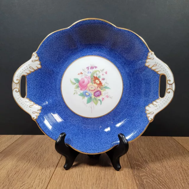 Coalport China-Schüssel mit Griff - blau & weiß Blumenmuster