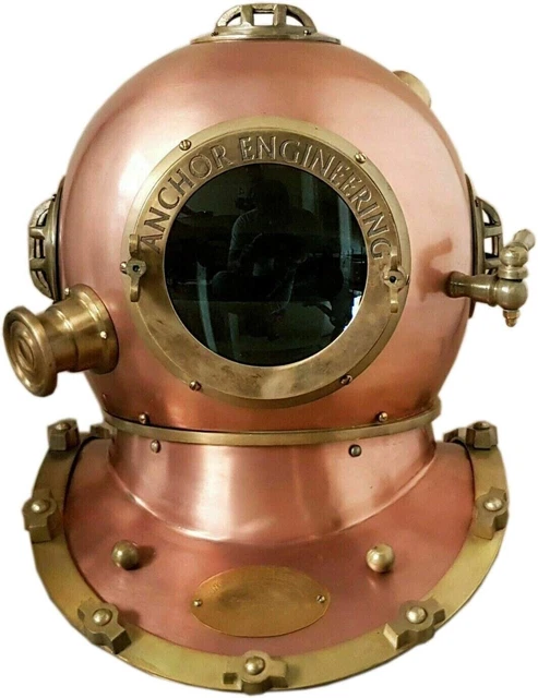 Casque De Plongée Vintage US Navy Mark V - Reproduction En Laiton Cuivré - Pièce Décorative