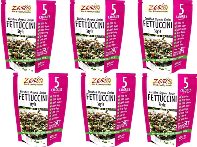 6 x 400g ZERO SLIM & HEALTHY Certified Organic Konjac - Fettuccini Style