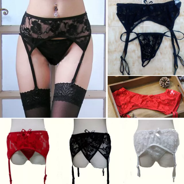 Women Sexy Lace Bowknot Garters Stocking Suspender Belt Babydoll Lingerie 2019