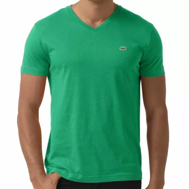 New Lacoste Men's Premium Pima Cotton V-Neck Shirt T-Shirt Chlorophyll Green