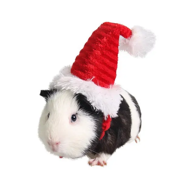 Cute Cat Hamster Santa Hat Cap Pet Christmas Hat Adjustable Elastic Strap for