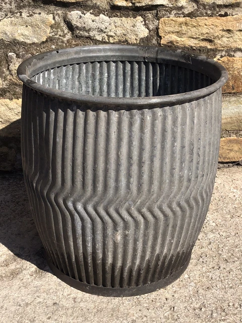 Original Vintage Galvanised Dolly Tub / Flower Planter / Garden Feature #1