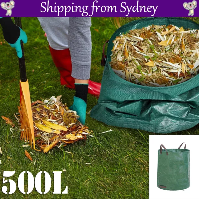 500 Large Waste Bag Garden Leaf Rubbish Plant Grass Sack Reusable Carry Pack Bag