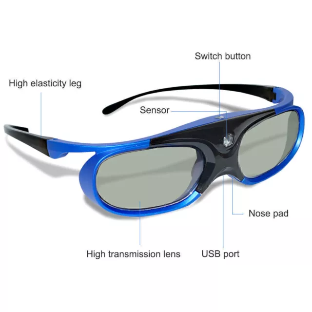 3D Active Shutter Brille DLP-Link Glasses für Acer BenQ Optoma Home Projektor 2x 3