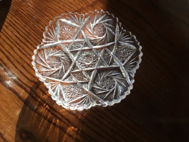 American Brilliant Period (ABP) Cut Glass 6 1/2” Low Bowl