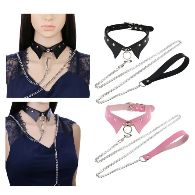 Adjustable Punk Collar Choker Gothic Cosplay Necklace for Club Bar Girls