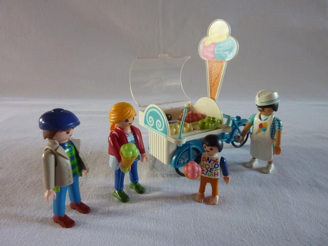 Lot Playmobil Personnages Et Accessoires - Thème Glacier, Bus, école, Occasion