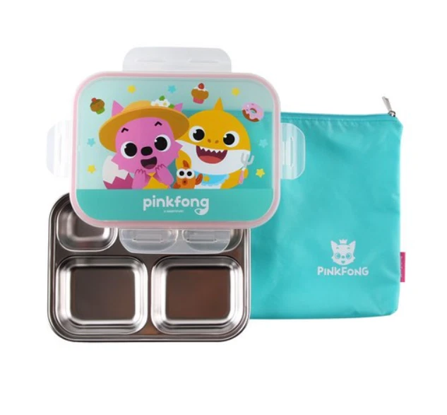 PINKFONG BABY SHARK Stainless Steel Food Snack Plate Tray Lunch Box