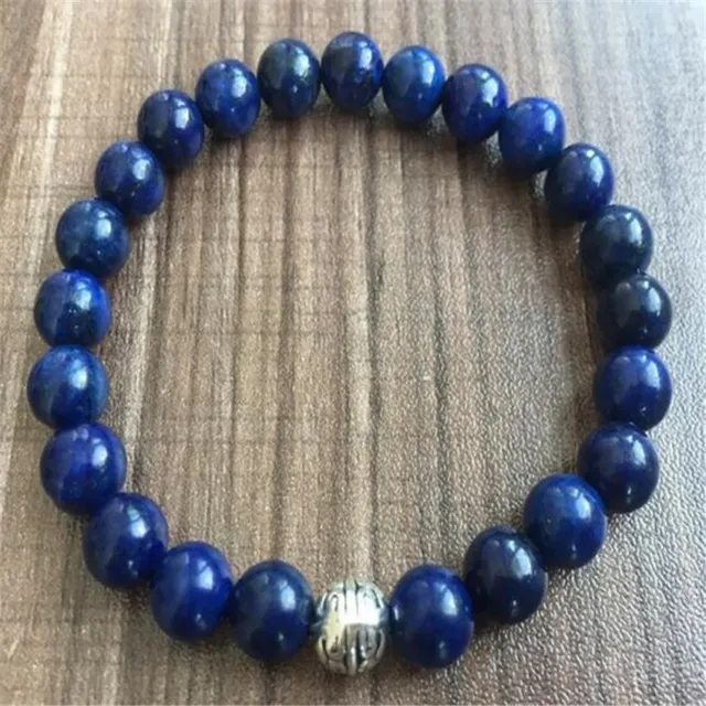 8mm Lapis Lazuli Gemstone Mala Bracelet 7.5 inches Spirituality Energy Yoga