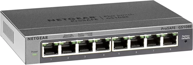 Desktop Switch Netgear GS108E Gigabit Ethernet 8 Port 100/1000 Managed Schwarz