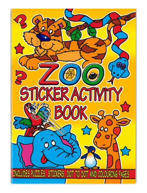 Zoo Animal 36 Page A6 Activity Sticker Colouring Book Children Party Bag Filler
