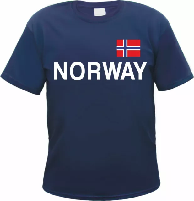 Norway Herren T-Shirt - DUNKELBLAU - Text und Flagge Druck - norwegen norge oslo