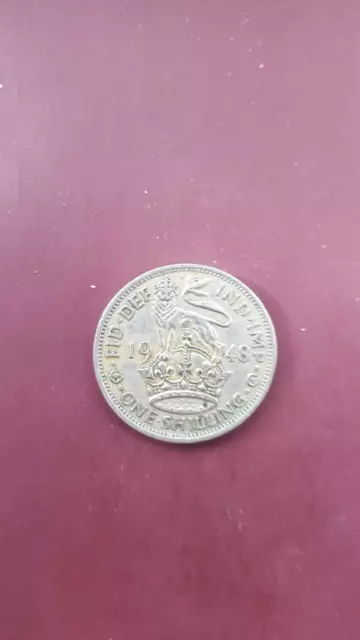 King George VI . 1948 . English Shilling Coin.