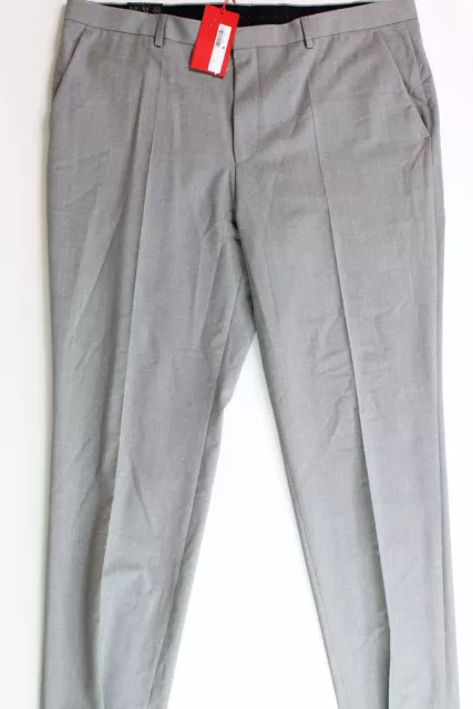 HUGO Boss Men's Gray Textured Modern-Fit Wool Suit Dress Pants 40 x 32