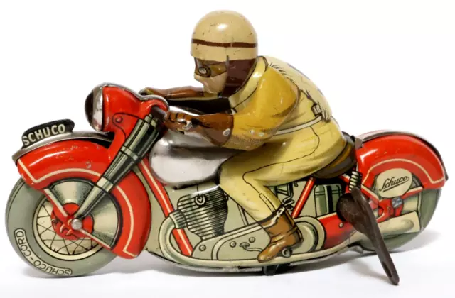 Altes Schuco Motodrill 1006 Blech Motorrad US Zone Blechspielzeug tintoy + VIDEO