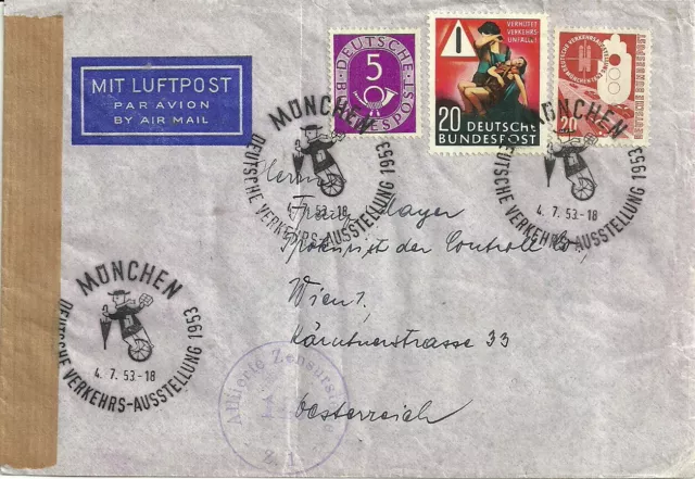 briefmarken deutschland ab 45 brd Lupo mit Zernsur nach ÖSTERREICH