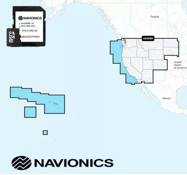 2024 Navionics Plus microSD MSD Chart Card Maps U.S. West & Hawaii Lakes,Rivers