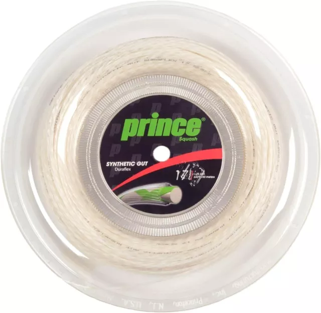 Prince Synthetic Gut Duraflex Squash Racket String 100m 1.25 17 Gauge White Reel