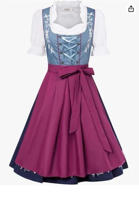 JASAMBAC Women's German Dirndl Dress Oktoberfest 3 Pieces size 2xl.