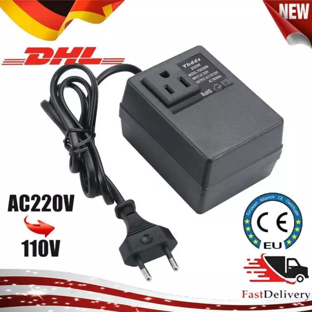 EU Stecker 200 Watt AC 220V zu auf 110V Reise Konverter Transformator Netzteil