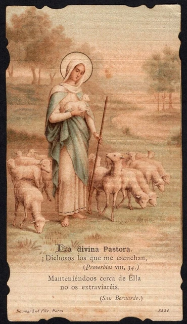 HOLY CARD ANTIQUE de la Virgin Divina Pastora santino image pieuses ...