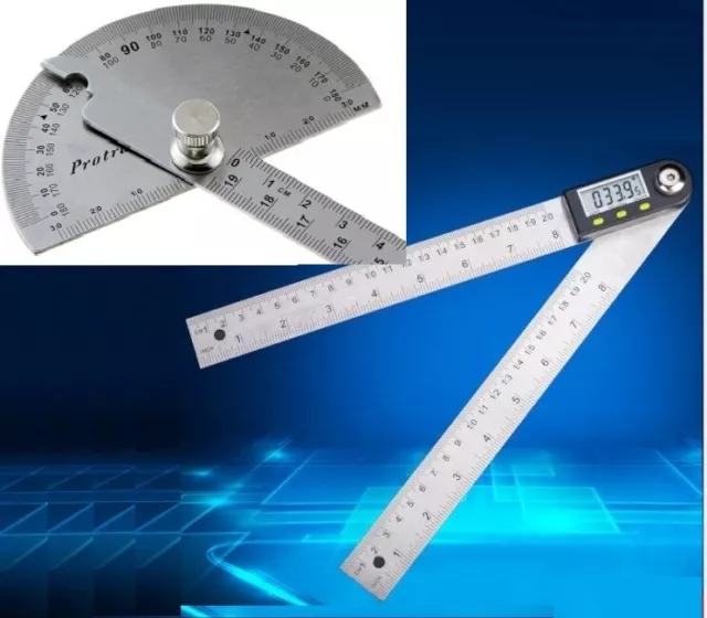 Digital Protractor Angle Finder Ruler Measurer Stainless Steel 200mm 0-360