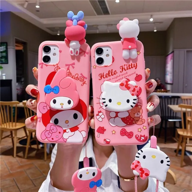 For Samsung S24 S23 S22 S21 S20 S10 Note20 Cute Hello Kitty 3D Phone Holder Case