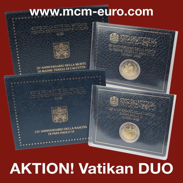 ### 2 Euro Gedenkmünzen Vatikan 2022 - Duo - Mutter Theresa & Papst Paul Vi ###