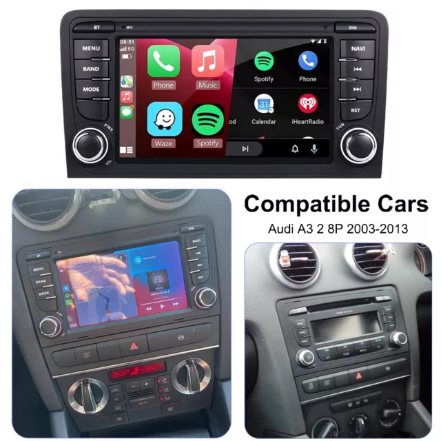 Apple CarPlay For Audi A3 RS3 2003-2012 Android 13 Car Stereo GPS WIFI Head Unit