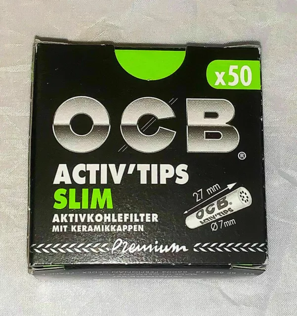 OCB ACTIV`TIPS SLIM EXTRA SLIM Aktivkohle-Filter 7mm 6mm Premium Slim Blättchen