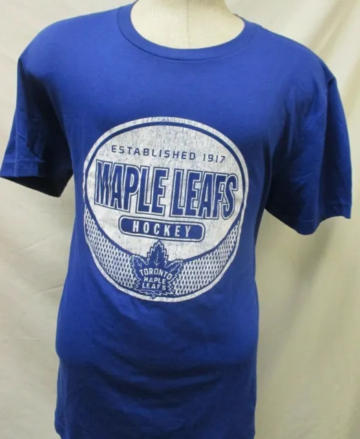 Toronto Maple Leafs Men Blue Retro Vintage Graphic Distressed Logo Tee NHL S-2XL