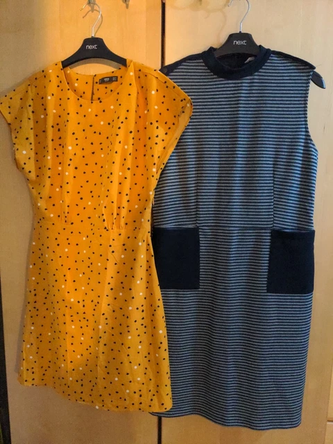 Pacchetto abbigliamento donna mango senape abito midi taglia M 10-12 TU blu turno bianco