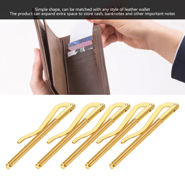 5 Fermasoldi Per Portafoglio In Acciaio Galvanizzato - Molla Dura, 85mm, Finitura Bronzo Per Banconote