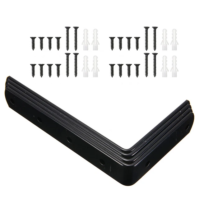 4Pcs Heavy Duty Cast Iron Wall Mounted L Shaped Angle Shelf Bracket Support Set 9