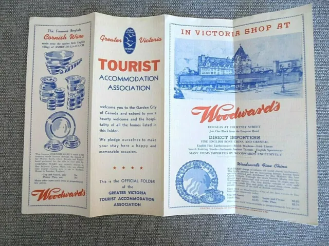 Vintage Victoria BC Canada Tourist Brochure with Woodward's Store Advertising