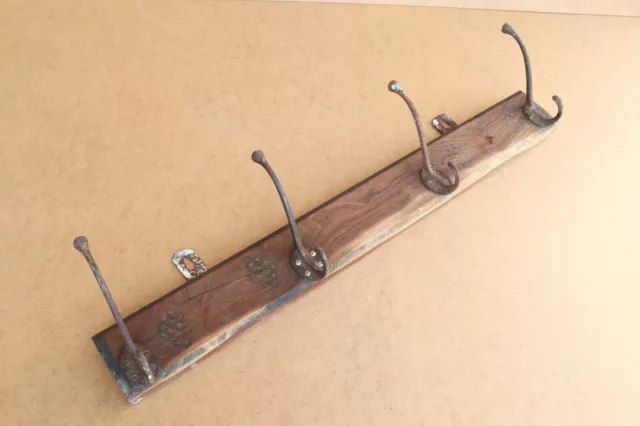 Old Antique Primitive Wooden Wood Rack Shelf Wall Hanger Door Hook Early 1950's.