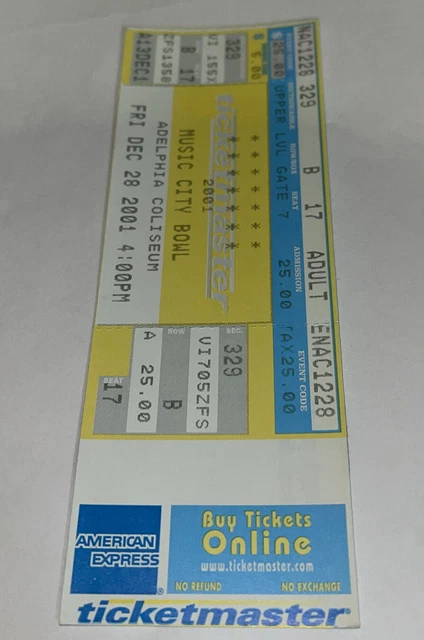 Boston College  Football Vs Georgia BOWL game Day ticket Stub. 2001.